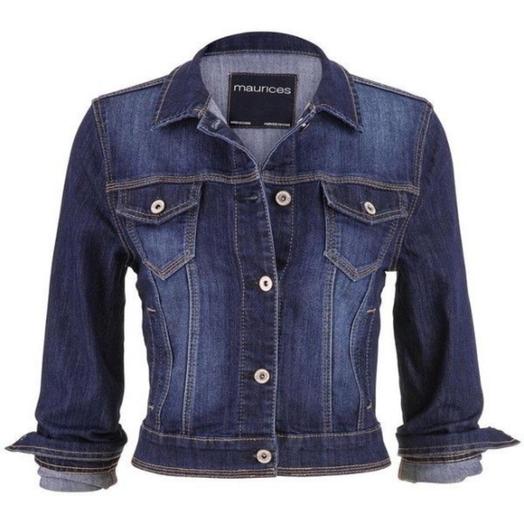 Maurices Traditional Dark Wash Denim Jacket - Picture 1 of 16